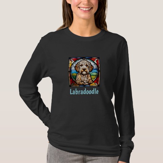 ラブラドゥードル ステンドグラス Tシャツ (正面)
