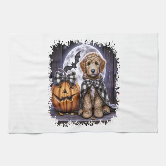 ラブラドゥードル ハロウィン スクエア キッチンタオル (横)