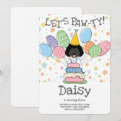 ラブラドゥードル 犬の誕生日パーティー招待状 招待状 (正面/裏面)