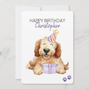 ラブラドゥードル 犬 誕生日 おしゃれ フラット カード