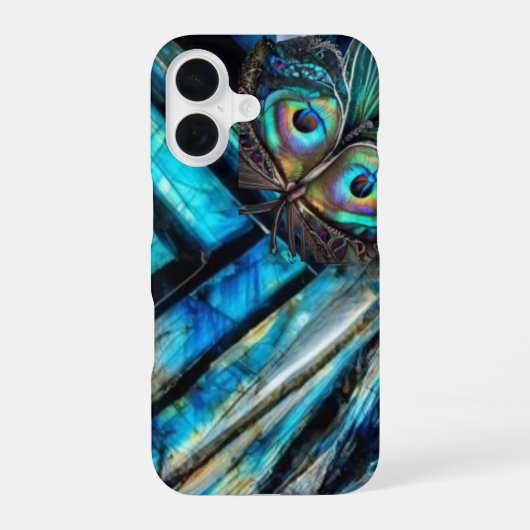 ラブラドライトの蝶 iPhone 16ケース (裏面)