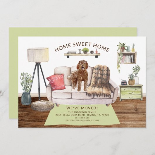 ラブラドル·ドッグ引っ越し案内 招待状 (正面/裏面)