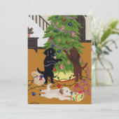 ラブラドル・レトリーバー犬のクリスマスツリー 招待状 (スタンド正面)