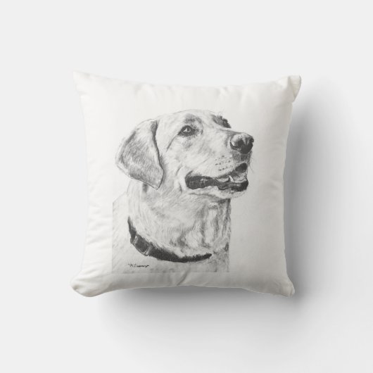 ラブラドル・レトリーバー犬のスケッチ クッション (正面)
