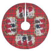 ラブラドル・レトリーバー犬の子犬のクリスマスの絵画 ブラッシュドポリエステルツリースカート (正面)