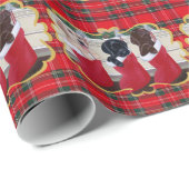 ラブラドル・レトリーバー犬の子犬のクリスマスの絵画 ラッピングペーパー (ロールコーナー)