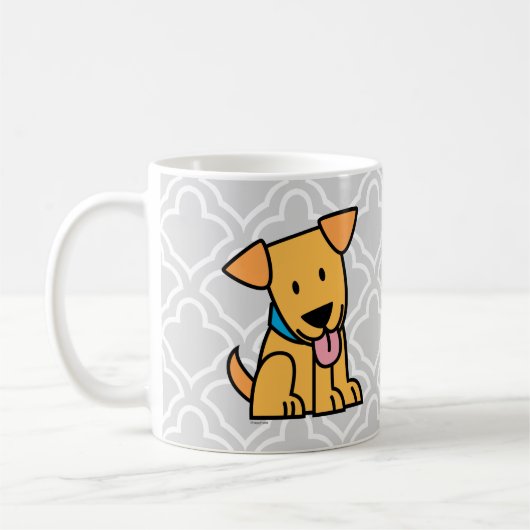 ラブラドル・レトリーバー犬の小犬は金かわいい子犬を坐らせます コーヒーマグカップ (左)
