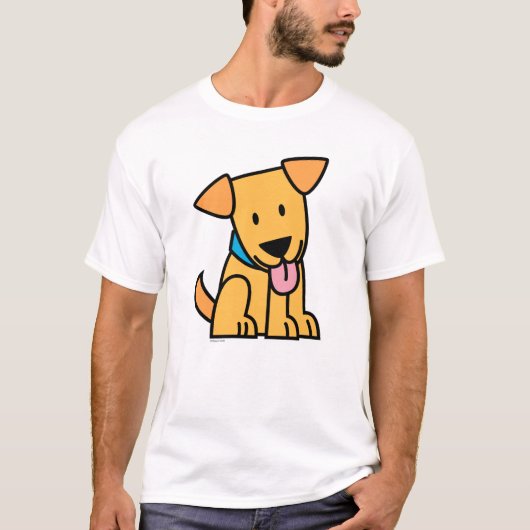 ラブラドル・レトリーバー犬の小犬は金かわいい子犬を坐らせます Tシャツ (正面)