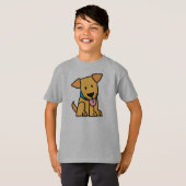 ラブラドル・レトリーバー犬の小犬は金かわいい子犬を坐らせます Tシャツ (正面フル)