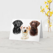 ラブラドル・レトリーバー犬の挨拶状 カード (黄色い花)