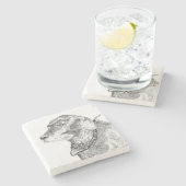 ラブラドル・レトリーバー犬の石のコースター ストーンコースター (横)