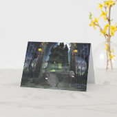 ラブラドル・レトリーバー犬の黒のハロウィンの挨拶状 カード (黄色い花)