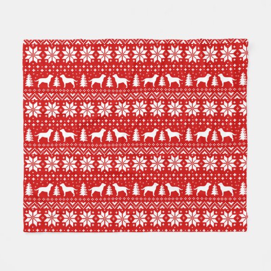 ラブラドル・レトリーバー犬はクリスマスパターンのシルエットを描きます フリースブランケット (正面(横))