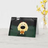 ラブラドル・レトリーバー犬ハロウィン カード (黄色い花)