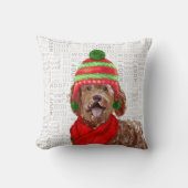 ラブラドーおもしろいルドッグウォーターカラークリスマス クッション (正面)