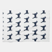 ラブラドードルドッグブリードシルエットブラックウォーター色 キッチンタオル (横)