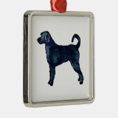 ラブラドードルドッグブリードシルエットブラックウォーター色 メタルオーナメント (右)