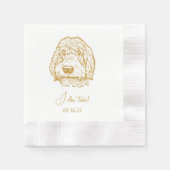 ラブラドードルパーソナライズされたドッグ私もする 縁ありカクテルナプキン (正面)