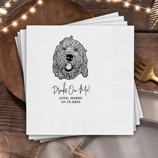 ラブラドードルパーソナライズされたドッグ私もナプキン 縁ありカクテルナプキン