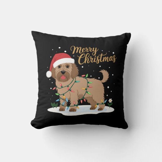 ラブラドードルメリークリスマスおもしろいクリスマスドッグ恋人 クッション (正面)