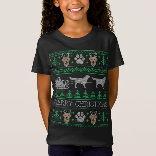 ラブラドールおもしろいリトリバー愛犬家醜いクリスマス Tシャツ (正面)