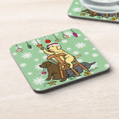 ラブラドールおよびクリスマスオーナメントの漫画 コースター (左側)