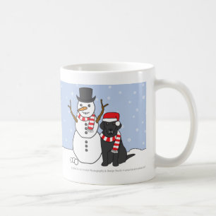 ラブラドールおよび雪だるまのマグ コーヒーマグカップ