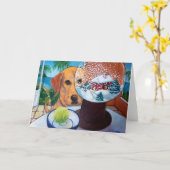 ラブラドールおよびSnowglobe カード (黄色い花)