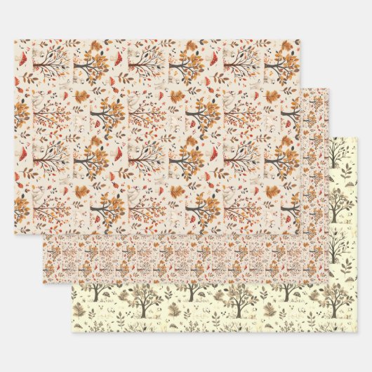 ラブラドールかわいい秋秋のパターン ラッピングペーパーシート (セット)