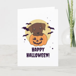 ラブラドールがカボチャに座ってハロウィン かわいい犬 ハッピーハロウィン シーズンカード