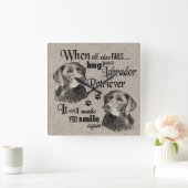 ラブラドールが失敗した場合の引用文 スクエア壁時計 (ホーム)