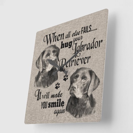 ラブラドールが失敗した場合の引用文 スクエア壁時計 (傾斜)