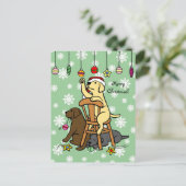 ラブラドールとクリスマスオーナメント漫画 シーズンポストカード (スタンド正面)