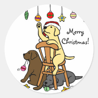 ラブラドールとクリスマスオーナメント漫画 ラウンドシール