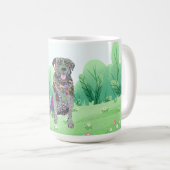 ラブラドールとコリ縁どー混成マグ コーヒーマグカップ (正面右)