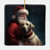 ラブラドールとサンタクロースフェスティバルクリスマス セラミックオーナメント (裏面)