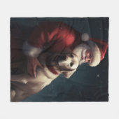 ラブラドールとサンタクロースフェスティバルクリスマス フリースブランケット (正面(横))