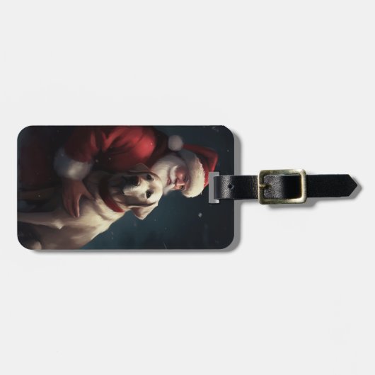 ラブラドールとサンタクロースフェスティバルクリスマス ラゲッジタグ (正面横)