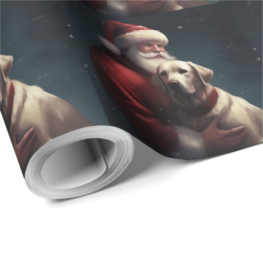 ラブラドールとサンタクロースフェスティバルクリスマス ラッピングペーパー (ロールコーナー)