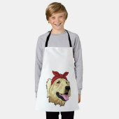 ラブラドールとバンダナ エプロン (着用した状態)