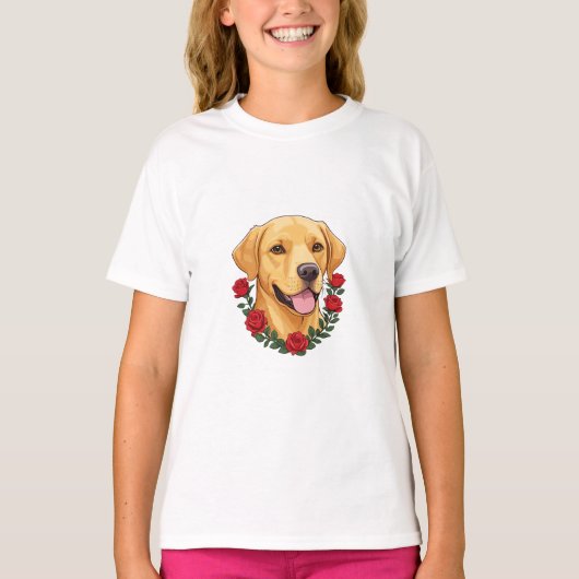ラブラドールとレッドローゼス Tシャツ (正面)