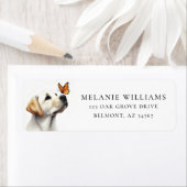 ラブラドールと（昆虫）オオカバマダラ、モナーク蝶差出人住所 ラベル (インサイチュ)