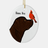 ラブラドールと(鳥)ショウジョウコウカンチョウクリスマスオーナメント セラミックオーナメント (右)