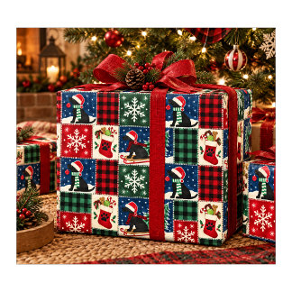 ラブラドールのあったかクリスマスパッチワークキルト ラッピングペーパー