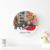 ラブラドールのお母さんの読書 ラージ壁時計 (ホーム)