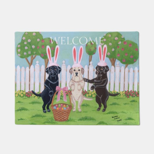 ラブラドールのイースターのウサギ!! ドアマット (正面)