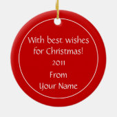 ラブラドールのクリスマスのサンタのパーソナライズで黒い帽子 セラミックオーナメント (裏面)