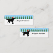 ラブラドールのクリスマスのサンタの黒いしおり スキニー名刺 (正面/裏面)