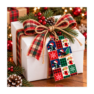 ラブラドールのクリスマスパッチワークキルト ギフトタグ