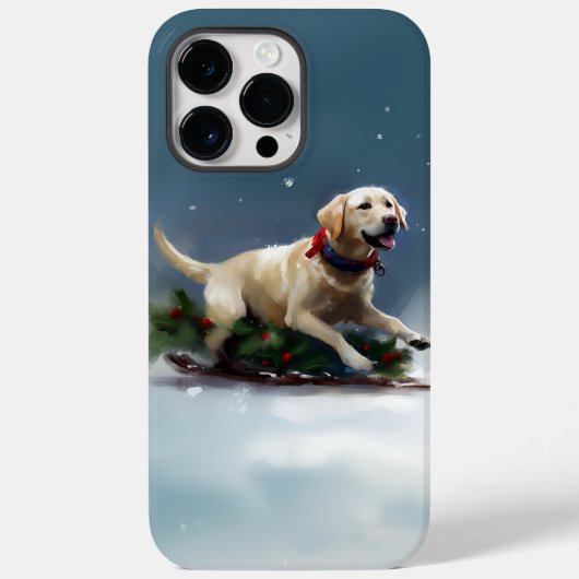 ラブラドールのクリスマス 雪 冬 Case-Mate iPhoneケース (裏面)